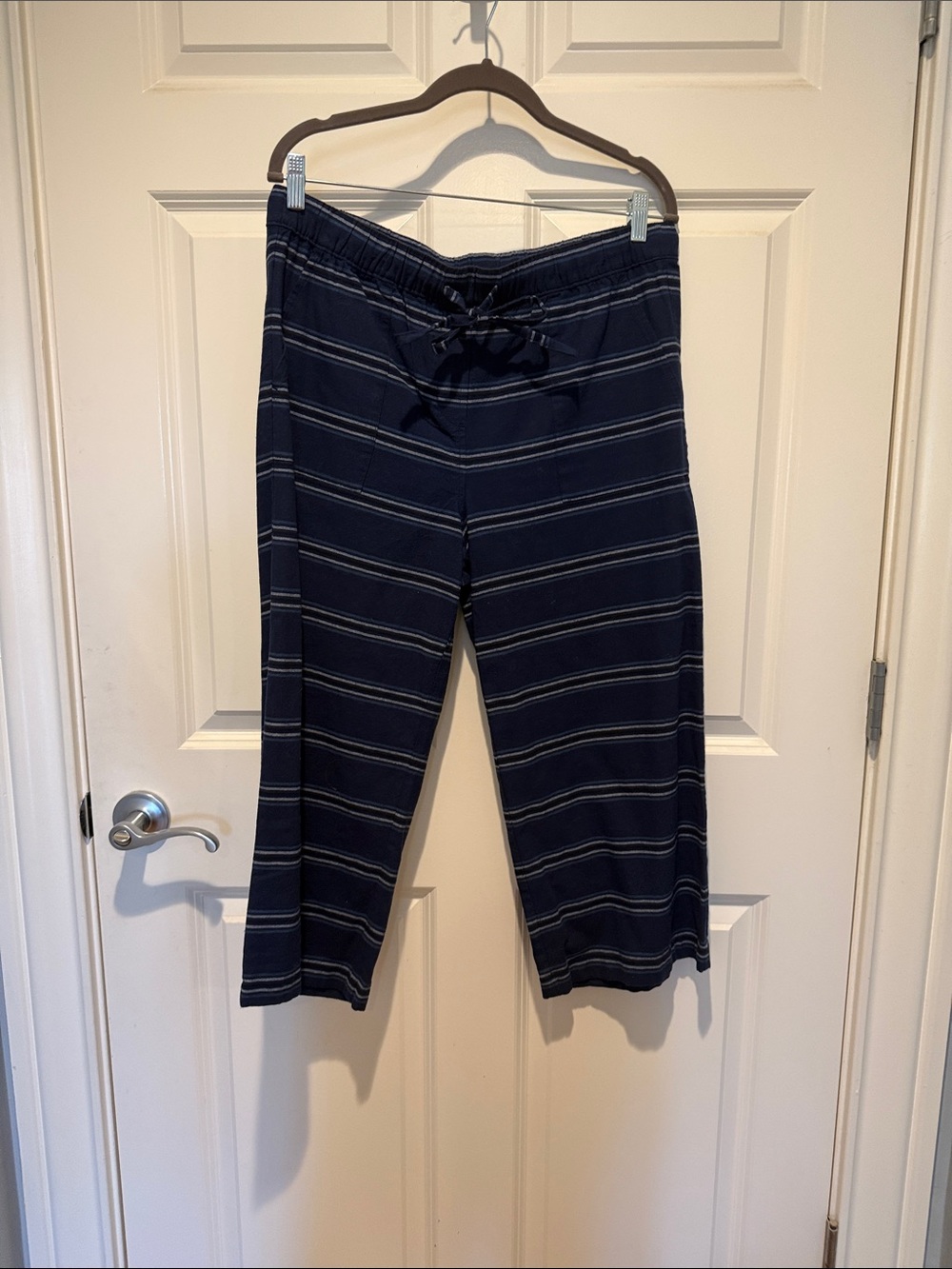 LOFT Beach Navy Striped Drawstring pants